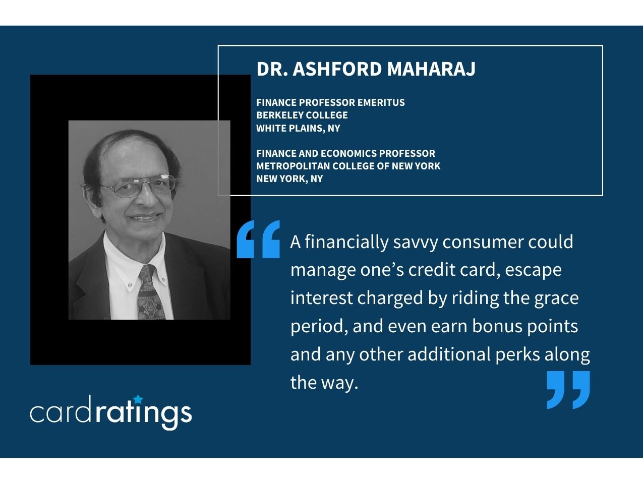 Ashford Maharaj, Ph.D., finance professor emeritus at Berkeley College, White Plains, NY